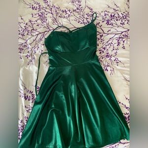 Forest green lace back dress